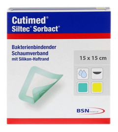 Curativo Antimicrobiano Cutimed Siltec Sorbact. Tamanho 15cm X 15cm UNIDADE - Cod: 7325102
