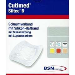 Curativo Espuma Superabsorvente com silicone Cutimed Siltec B Tamanho 22,5cmx 22,5cm UNIDADE - Cod: 7328404