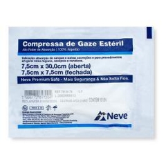 Compressa de gaze estéril 7,5X7,5 13fios PCT/ 10unidades-  NEVE- COD. 79106-60