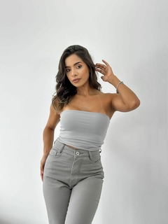 Cropped Tube Top Cinza