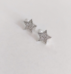 Argollas/Estrellas/Par/Micropave/1cm/Acero blanco - comprar online