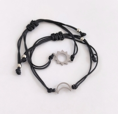 Pulseras x2 para compartir black luna y sol/Hilo/Ajustables - LourdesJoyas