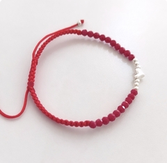 Pulsera red/Hilo macramé y cristales rojos/Plata925 - comprar online