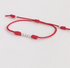 Pulsera red/Ajustable/Plata925/5 Bolitas/Unisex