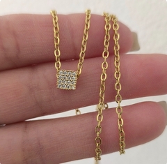 Conjunto pasante Gold cuadrado micropave - comprar online