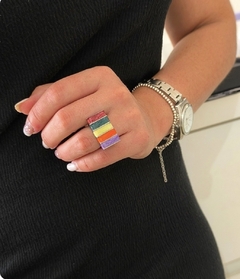 Anillo rectangular multicolor