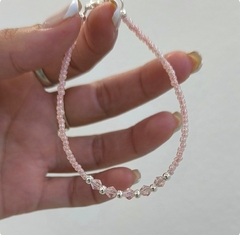 Pulsera Sofía/Rosa/Acero blanco - LourdesJoyas