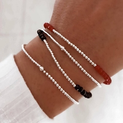 Pulsera bolitas de Plata y cristal negro - comprar online