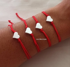 Pulsera hijo rojo ajustable-Acero Blanco