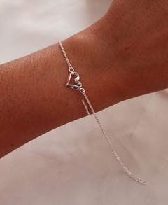 Pulsera corazón calado,regulable-Plata925