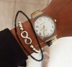 Pulsera Infinito Ajustable-Acero Blanco