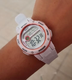 Reloj deportivo/Unisex/Blanco con detalle rosé)