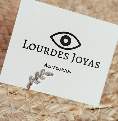 Aro ramita(Por unidad)-Plata925 con cubic! 1,5cm