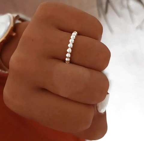 Anillo bolitas/Acero blanco