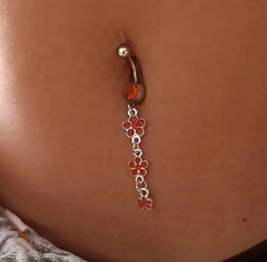 Piercing ombligo Flores rojas Acero Quir rgico
