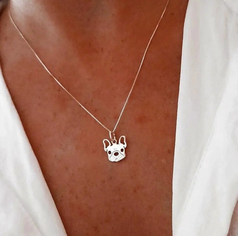 Conjunto bulldog francés/Plata925