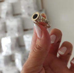 Anillo Bvlgari Plata y Oro N 16 Piedra negra