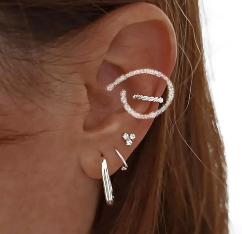 Cuff giros a presión para el cartílago/Unidad/Plata925