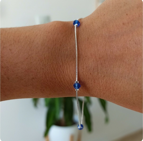 Pulsera cristal azúl/Acero Blanc