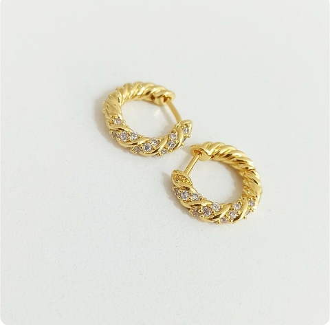 Argollas lupe/Cubic cristal/Gold/1,6cm