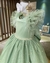 Vestido Luxo Beatrice Verde Menta Plumas Farfalla - - Mari Kids