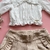 Conjunto Siena Branco Gola Babado Short Nude Bambollina - Mari Kids