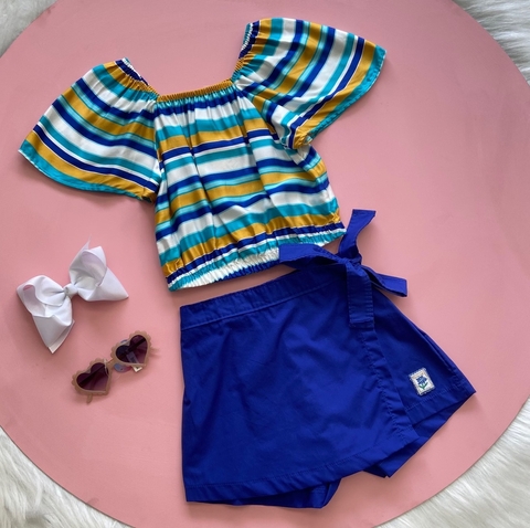 Conjunto Infantil Barbie Girl Blusa e Saia com Paetês Roupa da