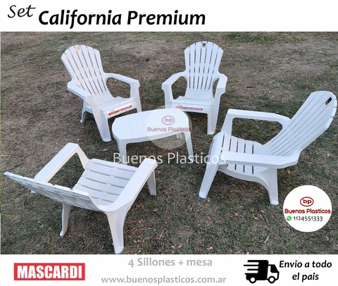 Set Gran california blanco 4 sillones + mesa ratona 77*50