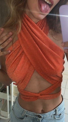 Top Isa LUREX laranja - amarração