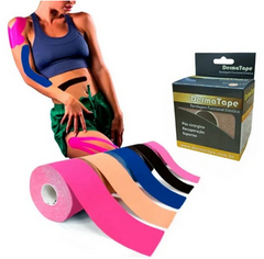 Bandagem Elástica Adesiva Funcional 5cm x 5 metros Derma Tape Bege\Rosa\Preto\Azul - comprar online