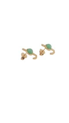 BRINCO BANHO OURO 18K EAR HOOK COM PEDRA NATURAL QUARTZO VERDE - comprar online