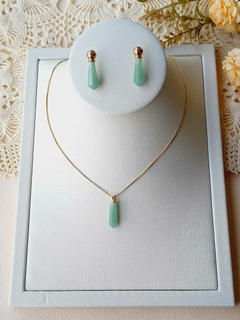 CONJUNTO PRISMA GEOMETRICO QUARZO VERDE