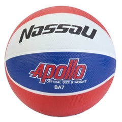 PELOTA BASQUET APOLLO Nº 7 Special Rubber Blanco/Rojo/Azul NASSAU (BA7-7)