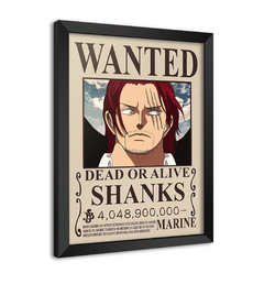 Quadro Poster Decorativo One Piece Shanks Cartaz de Procurado