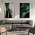 Composição com 2 quadros decorativos Mármore e Natureza nas cores verde escuro