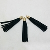 Pingente Tassel de Camurça Preto - 6 cm - unidade