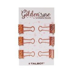 Doble clip Golden Rose con lunares Talbot 19 mm - Paquete de 6 unidades