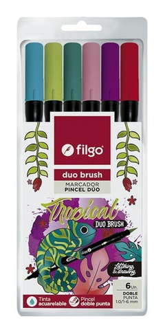 Marcador Dúo Brush Tropical Filgo por 6 Tonos