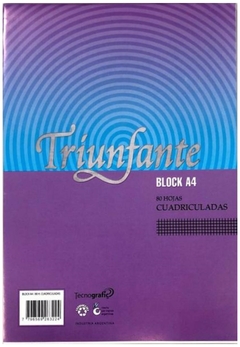BLOCK TRIUNFANTE A4 x 80 Hojas Cuadriculadas