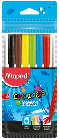 Marcador Escolar Fino Maped ColorPeps Ocean x6 - comprar online