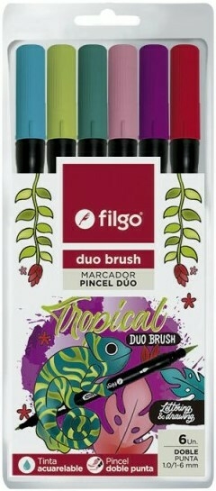 MARCADOR ACUARELABLE FILGO DUO BRUSH x 6 TONOS TROPICALES