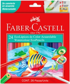 Lápices De Color Faber Castell Acuarelables x24 + 1 Pincel + 1 Sacapuntas