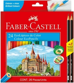 LÁPICES DE COLOR FABER CASTELL x 24 + 2 GRAFITO