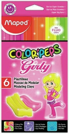 PLASTILINA MAPED GIRLY COLORPEPS x 6 FLUO