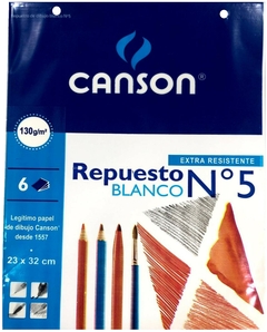 REPUESTO DE DIBUJO CANSON N°5 BLANCO x 6 Hojas