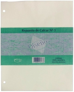 REPUESTO DE CALCAR DISEÑO N°3 x 8 HOJAS - PAPEL MANTECA