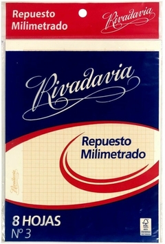 REPUESTO MILIMETRADO RIVADAVIA N°3 x 8 HOJAS