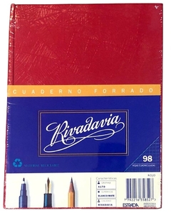 CUADERNO RIVADAVIA 16 x 21 cm TAPAS DURAS 98 HOJAS CUADRICULADO