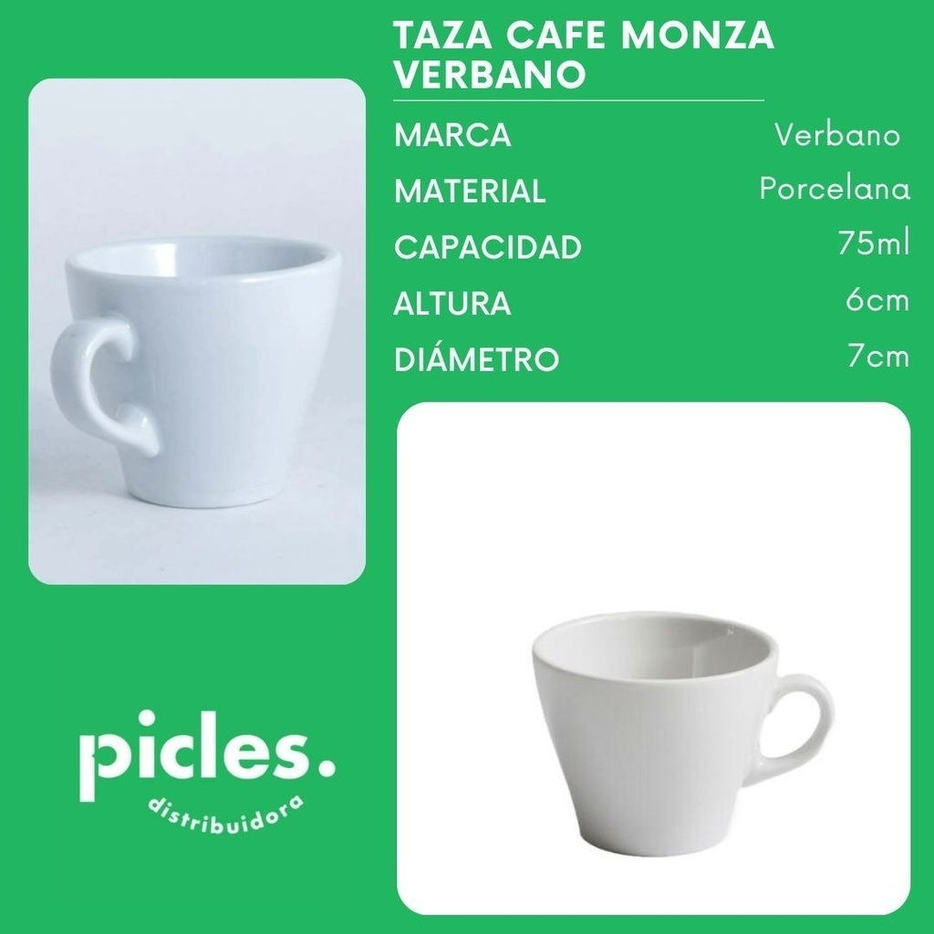 Taza de cafe 75ml Monza Verbano x 12