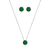 CONJ9242 - CONJUNTO COLAR + BRINCO ZIRCONIA VERDE - FOLHEADA A PRATA 925 - comprar online